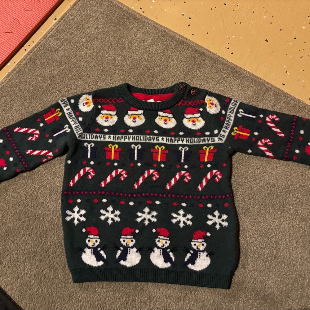 H&M Green and Red Santa Sweater